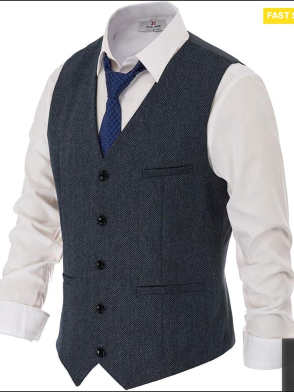 Herringbone Tweed Vest Slim Fit Classic Wool Blend Waistcoat Smart Casual